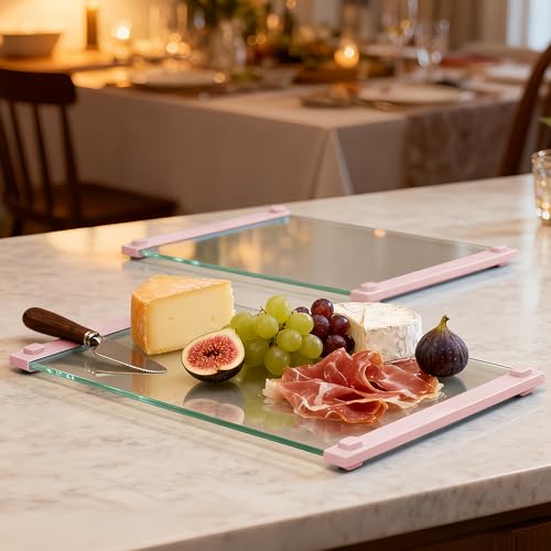 2PCS Glass Cutting Board with Silicone Grip (2 Count)