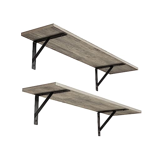 Wall Shelves 23.6" Long Floating Shelves with Metal Brackets (2 Count)