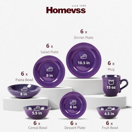 HomeVSS 42 Pc Pearl Dots Stoneware Dinnerware Set