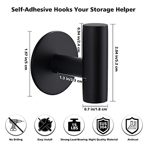 Adhesive Hooks Heavy Duty Wall Hooks Stainless Steel Waterproof Shower Hook (2 Count)