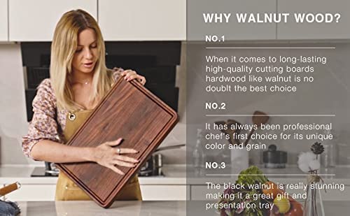 Thick Walnut Wood Cutting Board 18x12 in Large Wooden Chopping Board
