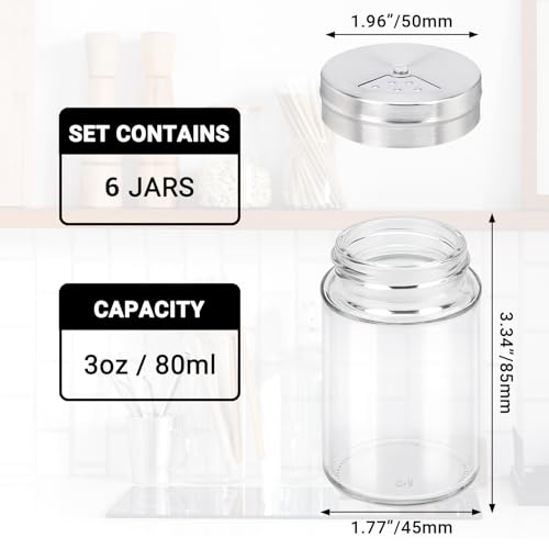 Spice Jars 6 Pack 3 oz Spice Bottles with Shaker Lids (6 Count)