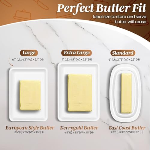Ceramic White European Butter Dish with Lid for Countertop