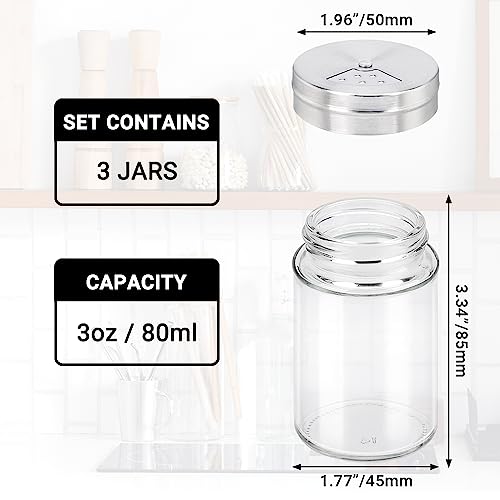 Spice Jars 3 Pack 3 oz Spice Bottles with Shaker Lids (3 Count)
