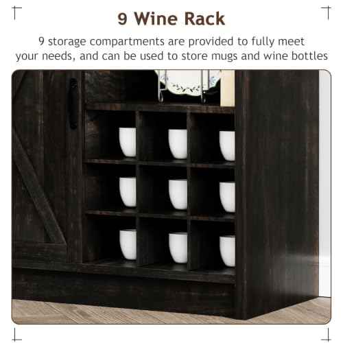 72" Farmhouse Coffee Bar Cabinet with Sliding Barn Door