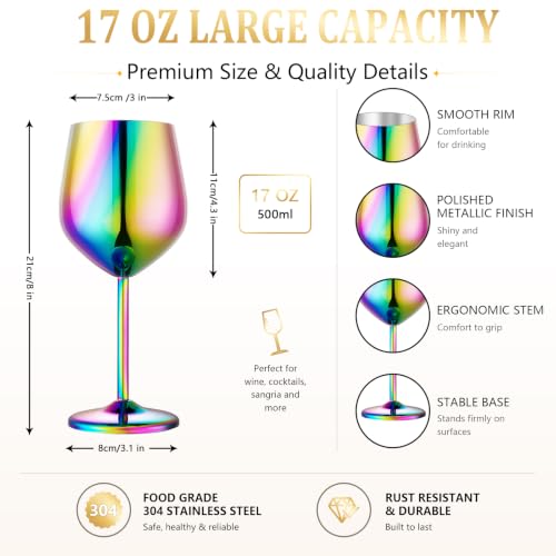 Unbreakable Stainless Steel Wine Glasses Set of 4 (4 Count)