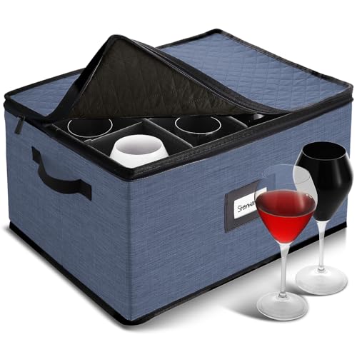 Wine Glass Storage Box with Dividers