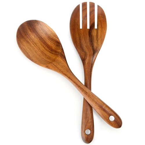 13 Inch Teak Wood Salad Spoon and Fork (2 Count)