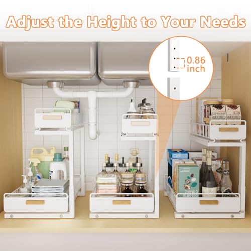 2 Pack Under Sink Organizer with Ball Bearing Sliding Drawer (2 Count)