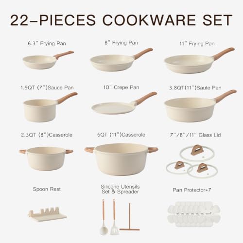 22 Piece Ceramic Cookware Set