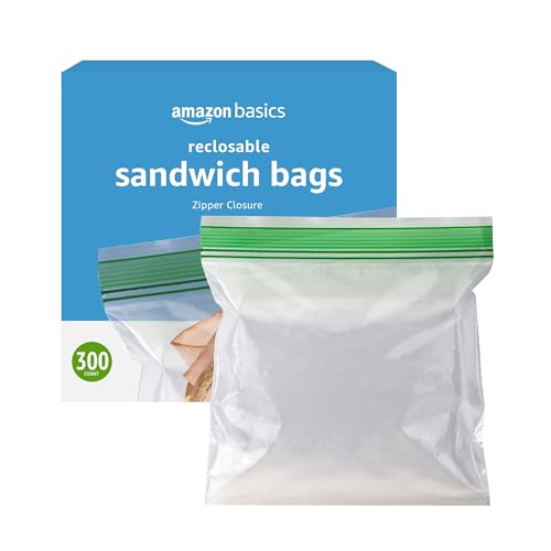 Resealable Double Zipper Sandwich Storage Bags for Food Storage (300 Count)