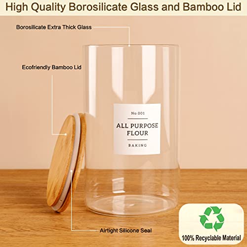 1 Gallon Large Glass Food Storage Containers With Airtight Bamboo Lid