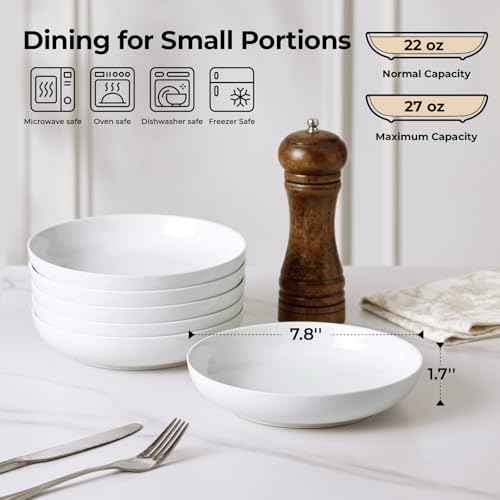 7.8'' Pasta Bowls for Small Portions (6 Count)