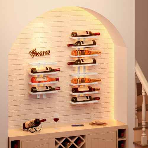 2 Set 8 Tier Wall Mount Wine Rack (16 Count)