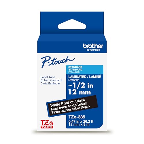 Genuine P Touch TZe White Print on Black Label Tape