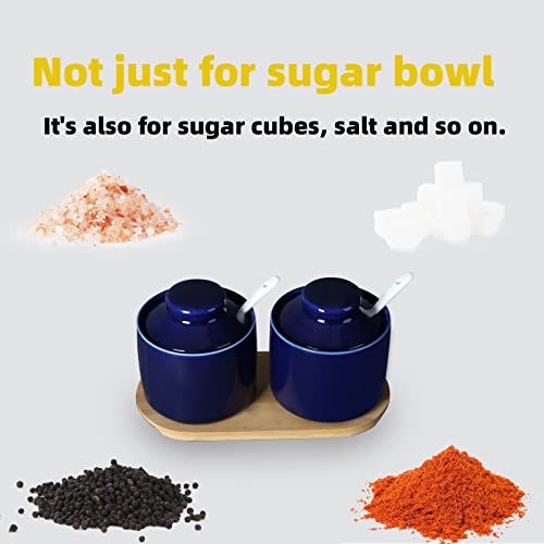 Ceramic Sugar Bowl with Tray and Spoon Set of 2