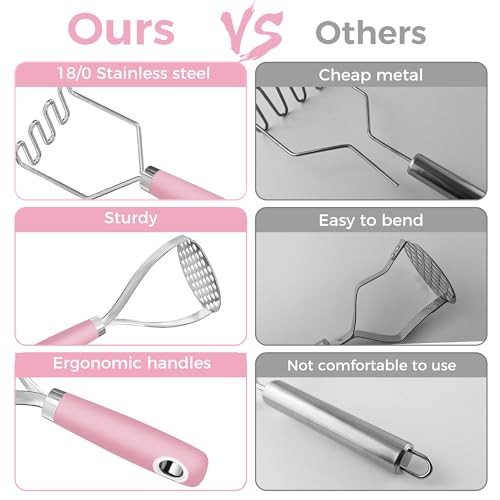 18 0 Stainless Steel Pink Potato Mashers (2 Count)
