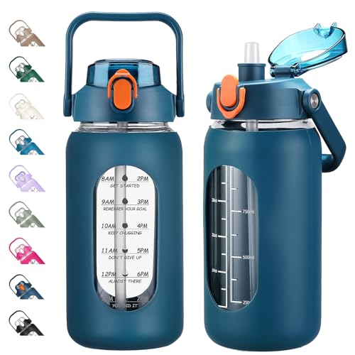 42oz Glass Water Bottles with Straw