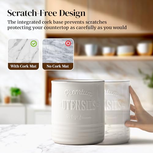 7.2" Large Ceramic Utensil Holder for Kitchen Counter