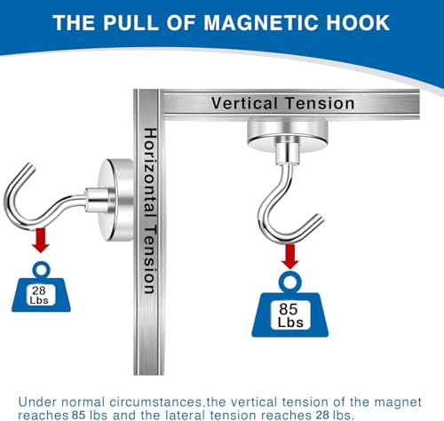 Magnetic Hooks Magnet Hook for Cruise Cabins 85LBS Essentials 6P (6 Count)