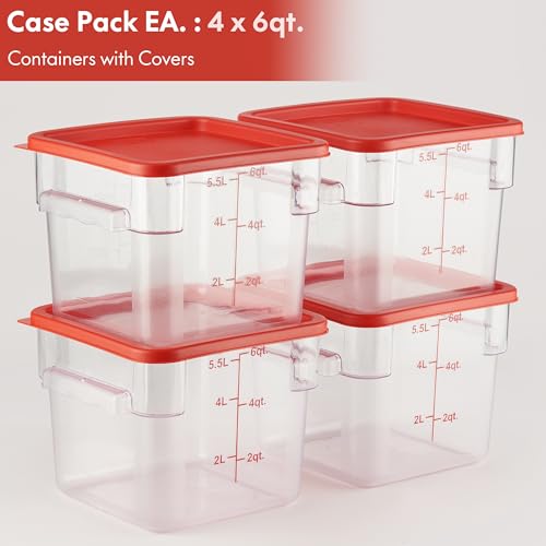 4 Pack Food Storage Container with Red Lid (4 Count)