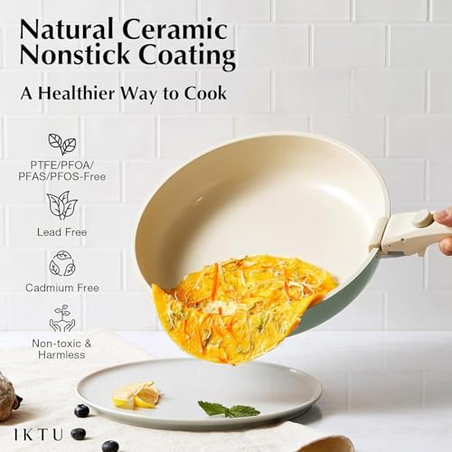 Ceramic Pots and Pans Set Non Stick Green