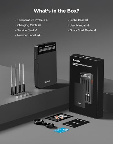 Smart Wireless Meat Thermometer Digital 4 Probes with App Alarm (4 Count)