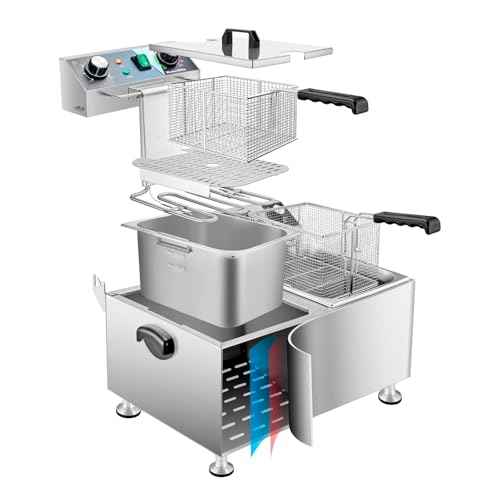 Deep Fryer Commercial Deep Fryers With Basket13Lx2 13.7Qt x 2 Thicken With Precise Temperature Control Timer Double Deep Fryer With 2 Baskets1800Wattsx2 120V Countertop Fryer Restaurant (2 Count)