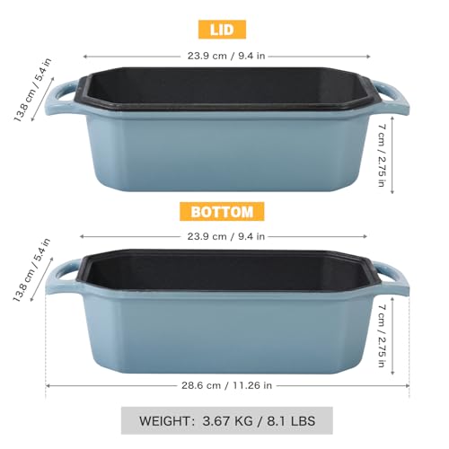 Bread Pan Cast Iron Loaf Pan with Lid Bread Loaf Pan 8.5x4.5 Inch Loaf Pan Enameled Cast Iron Sourdough Loaf Pan