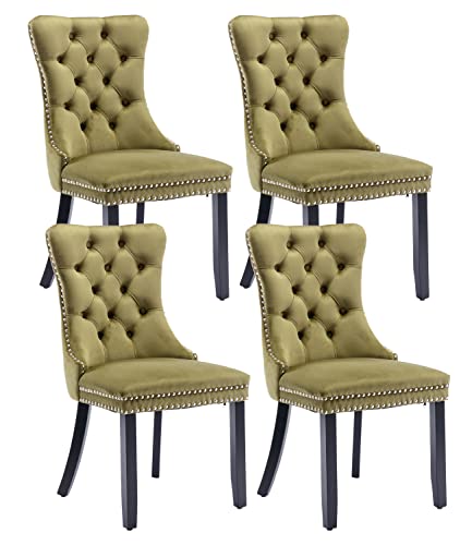 Olive Green Velvet Dining Chairs Set of 4 (4 Count)