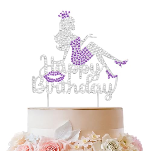 Happy Birthday Crown Queen Lady Rhinestone Cake Topper