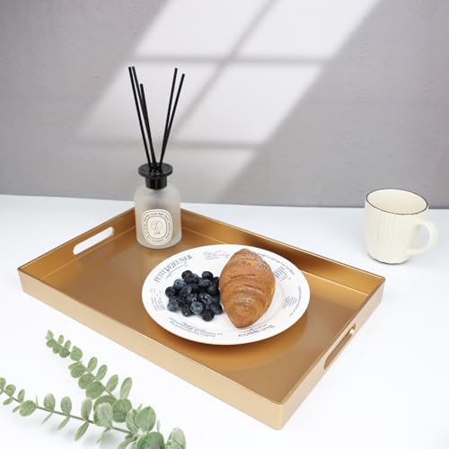 Gold Decorative Serving Tray with Handles