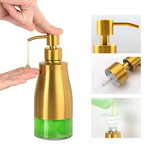 Gold Soap Dispenser with Coaster and Stickers