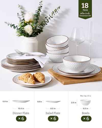 Eden Ceramic Plates and Bowls Sets (18 Count)