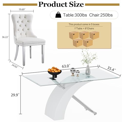 7 Piece Glass Dining Table Set for 6 (7 Count)