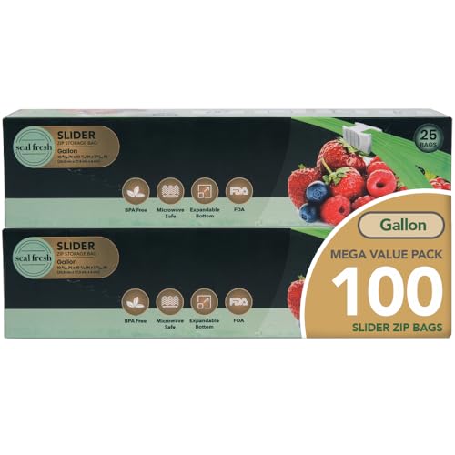 Gallon Slider Storage Bags 100 Pack (100 Count)