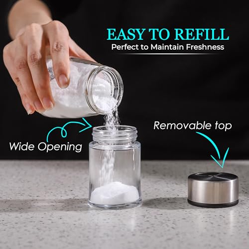 Salt and Pepper Shakers Set with Adjustable Pour Holes