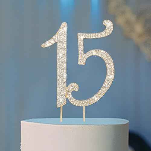 15 Cake Topper with Rhinestones