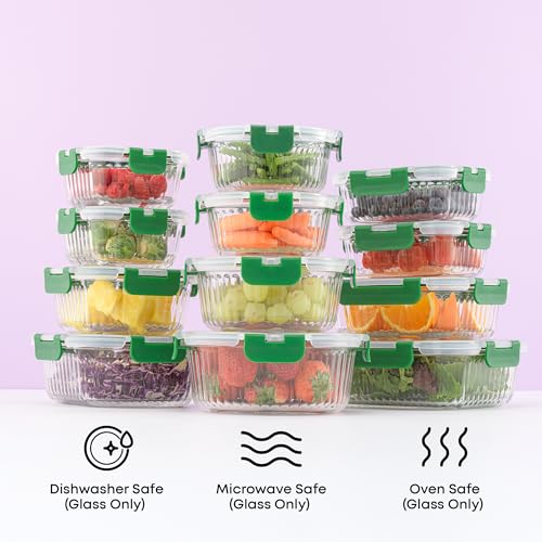 24pc Borosilicate Glass Storage Containers with Lids (24 Count)