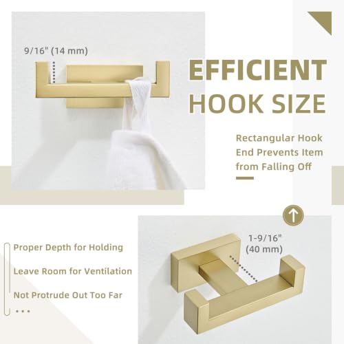 Double Towel Hook Brushed Gold