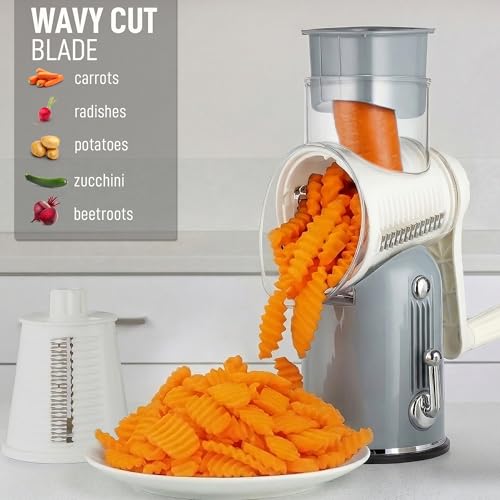 Rotary Cheese Grater Manual Hand Crank 5 Blade Shredder