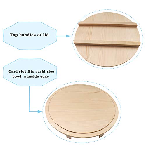 Wooden Sushi Rice Bowl with Lid Hangiri Sushi Oke Sushi Rice Mixing Tub