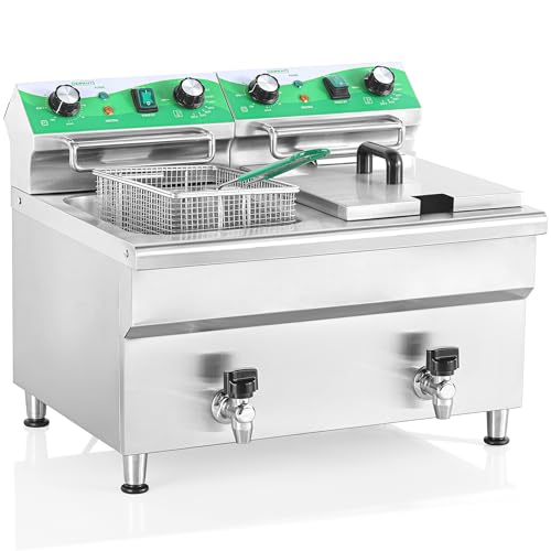 24L 25.4QT Commercial Deep Fryer with 2 Baskets and Lids