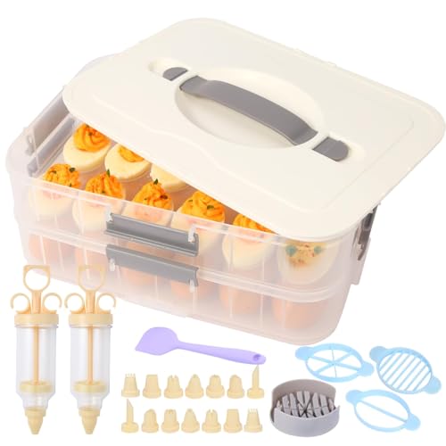 2 Layer Deviled Egg Containers With Lid (36 Count)