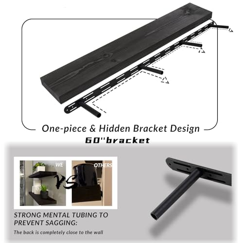60 inch Black Floating Shelves for Wall 8 (2 Count)
