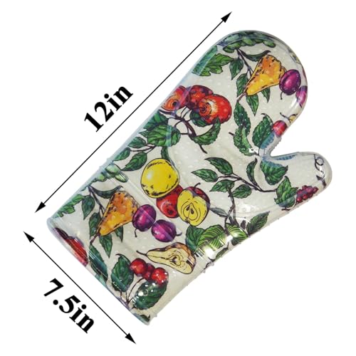 Oven Mitts with Transparent Clear Silicone Shell and Nice Friut Flower Printing (2 Count)