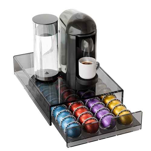 Acrylic Coffee Pod Organizer for Nespresso Vertuo Pod Holder 40 Pods Clear Vertuo Pod Storage Drawer