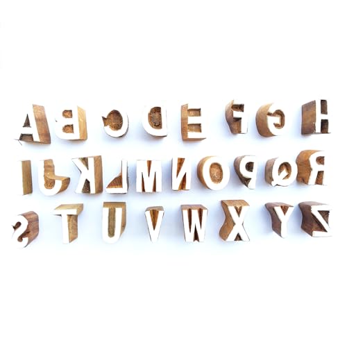 Alphabet Wooden Block Printing Stamps (25 Count)