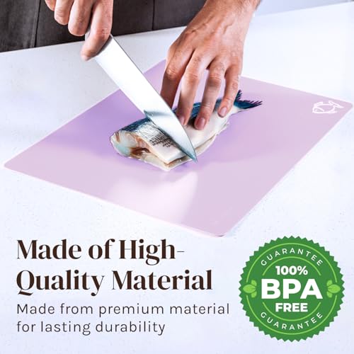 Extra Thick Pastel Flexible Plastic Cutting Board Mats with Food Icons & EZ (4 Count)