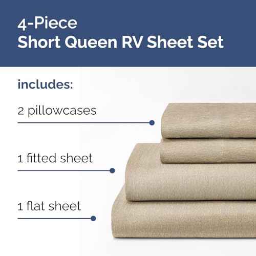 Short Queen Size 4 Piece Bed Sheet Set